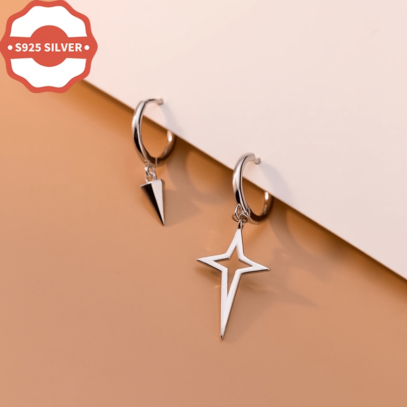 Women's Tapered Star Asymmetric Stud Earrings, Hypoallergenic